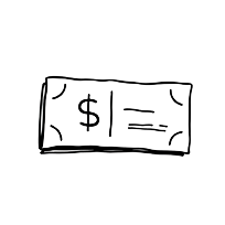 Tiny paycheck illustration